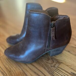 Frye Dark Brown Leather Ankle Booties